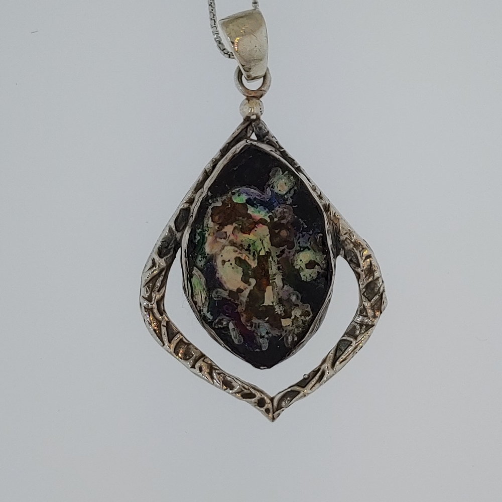 Sterling Silver Roman Glass One of a Kind Necklace